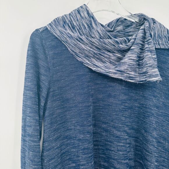 Soft Surroundings Size Medium Blue Heathered Long Sleeve Cowl Neck Tunic Top - Picture 4 of 8